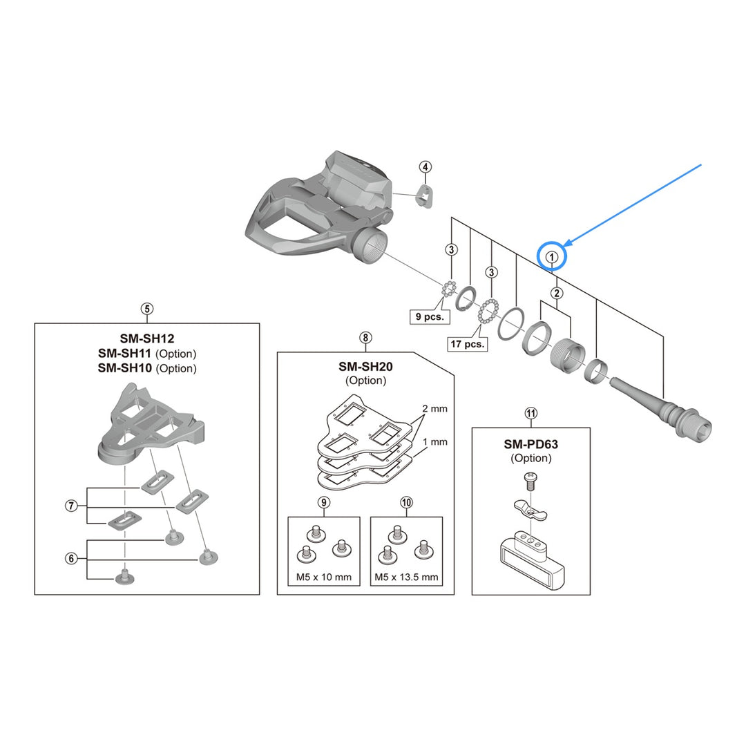 Shimano Achse PD-R9100 links komplett Achse +4mm 
