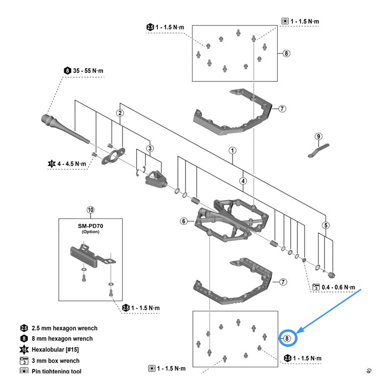 Shimano Pins PD-G8040/PD-M8240 24Stk. long + 16Stk. short 