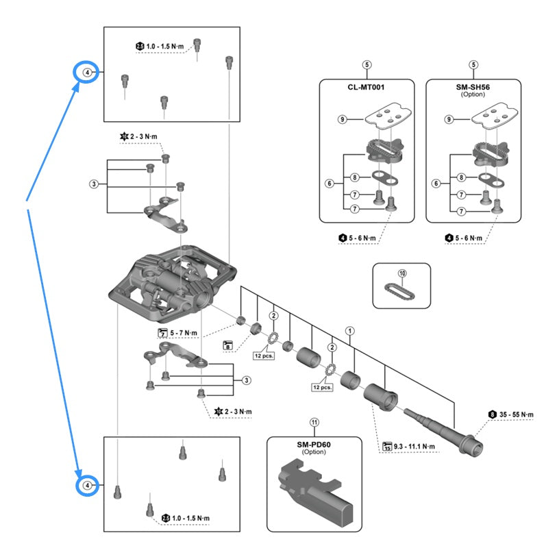 Shimano Pins PD-M8220 8 Stück 