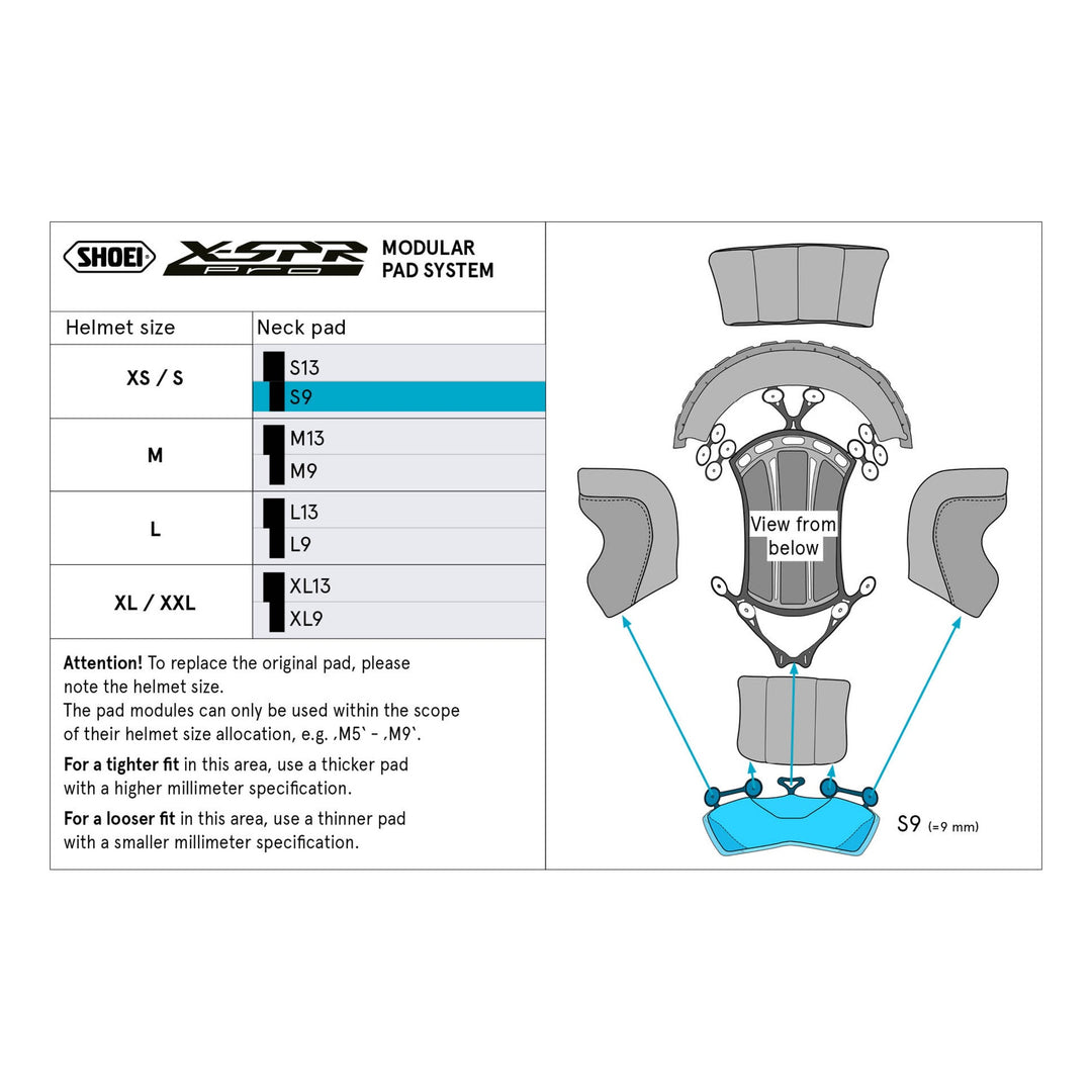 SHOEI SHOEI Kopfpolster Nacken XPRO 13 mm 