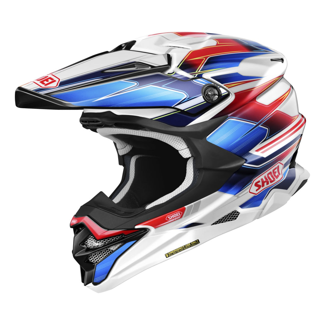 SHOEI Motocrosshelm VFX-WR 06 Sparkle TC-10, weiss-blau-rot