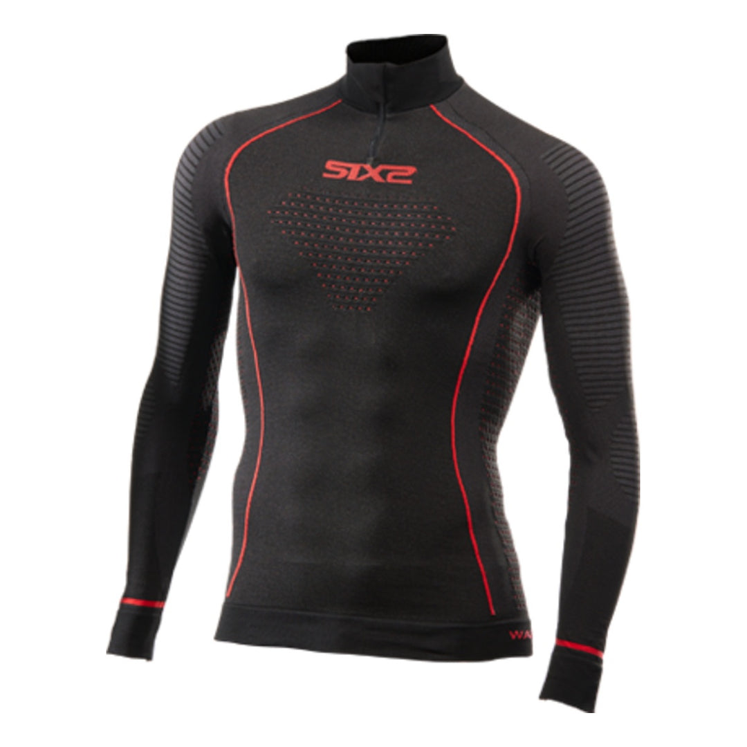 SIXS Funktionsshirt langarm mit Zip Kragen Blazefit TS13W Unisex schwarz-rot