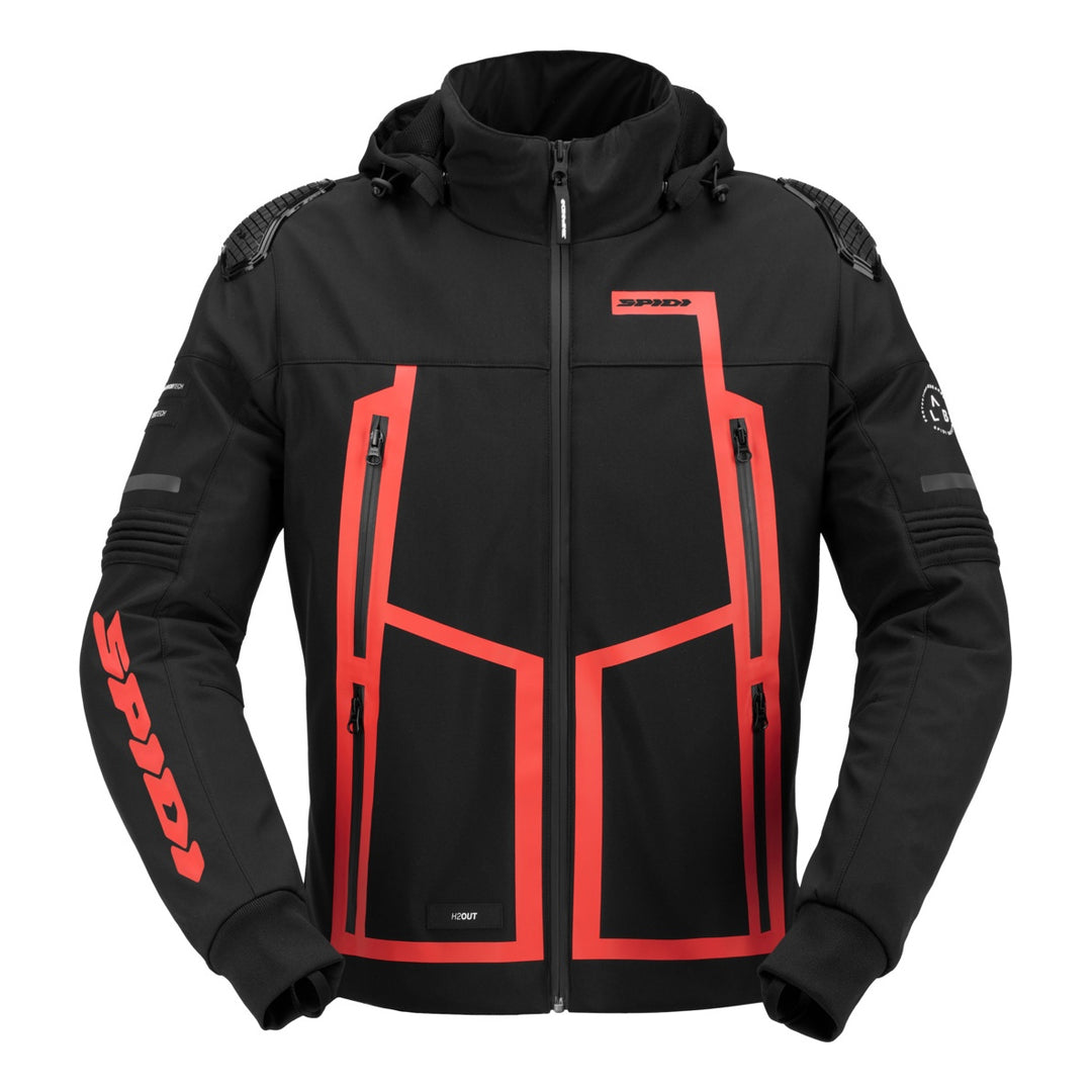 SPIDI Jacke Hoodie Warrior H2OUT schwarz-rot