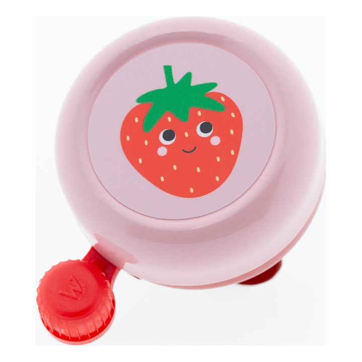 Widek Kinderglocke Explorer Strawberry Stahl lackiert in rosa auf einer Karte rosa-rot