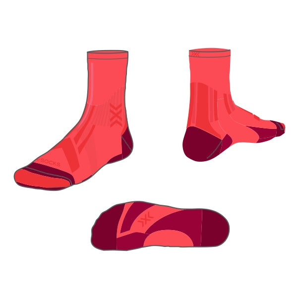 X-SOCKS Trail Run Perform Crew fluo red/namib red