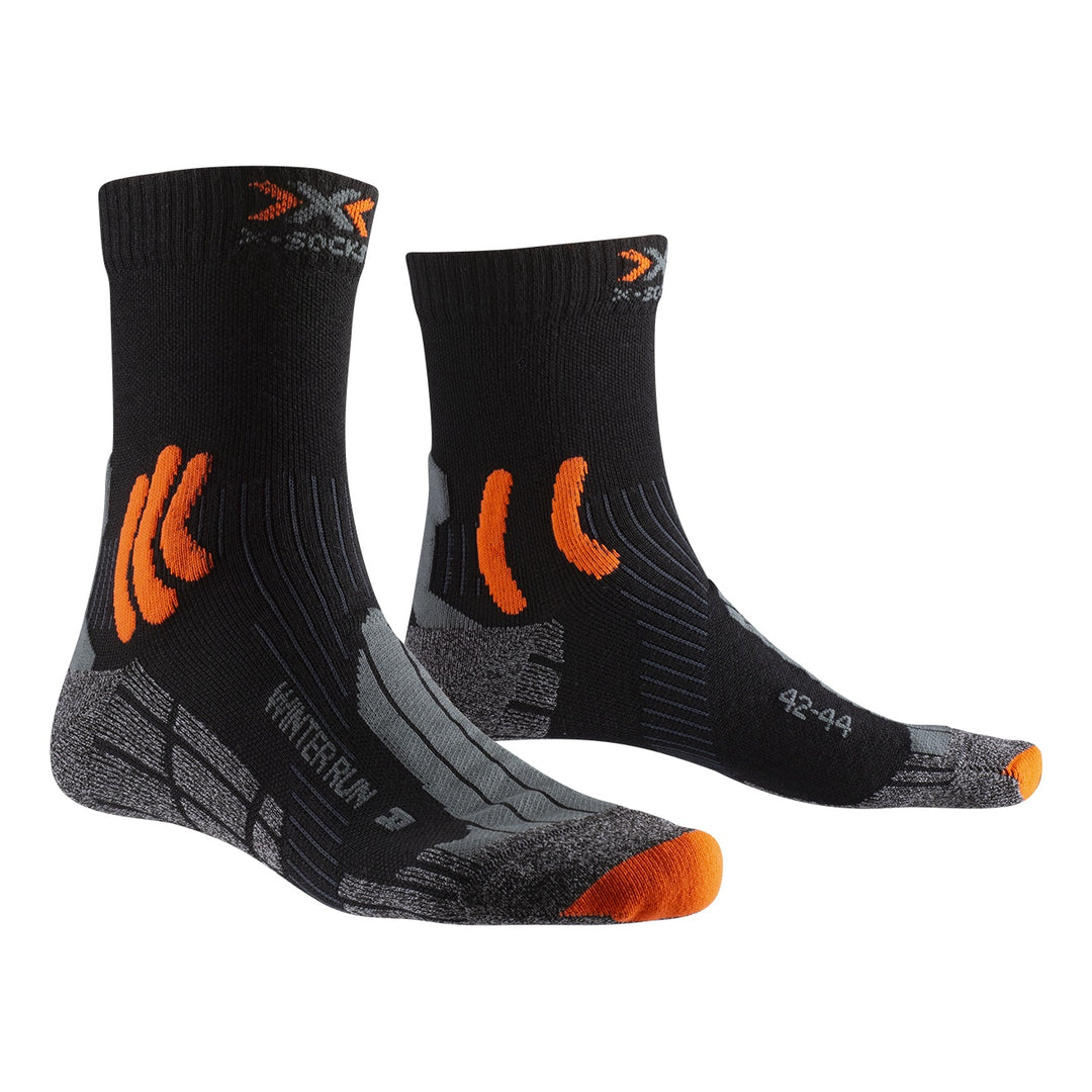 X-SOCKS Winter Run 4.0 black/dark grey melange/x-orange