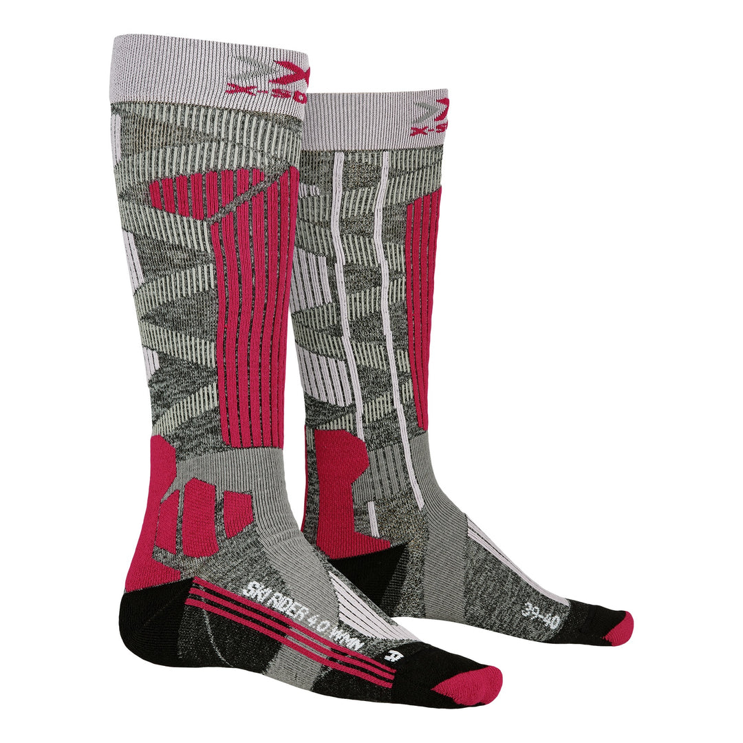 X-SOCKS Women Ski Rider 4.0 stone grey melange/pink