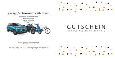 Garage/Velos-Motos Allemann - Geschenkgutscheine - Garage/Velos-Motos Allemann