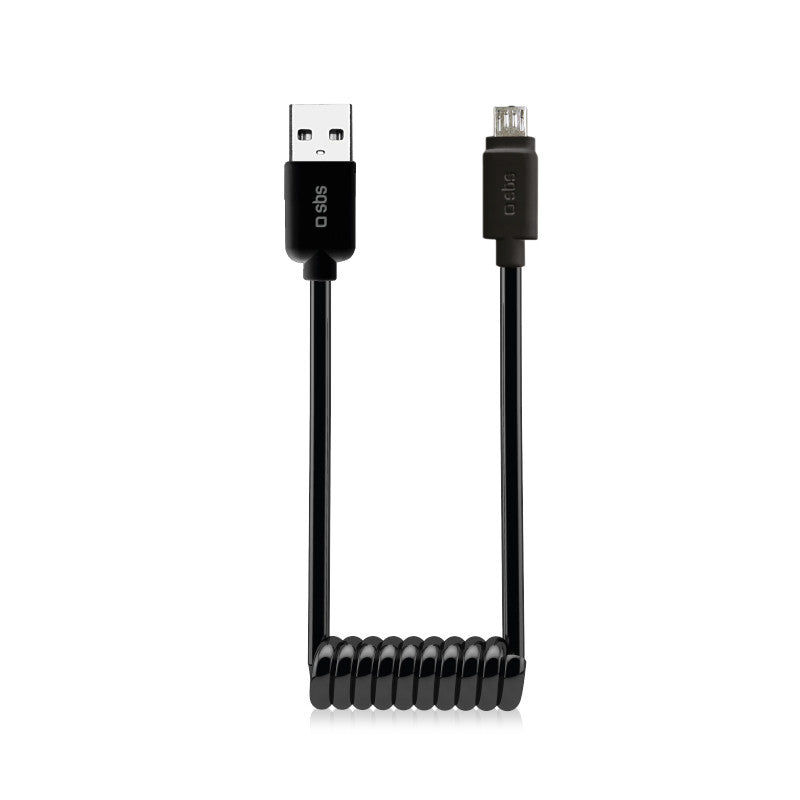 SBS - Spiral-Daten und Ladekabel USB 2.0 auf Micro-USB, Länge 17 bis 50 cm - Garage/Velos-Motos Allemann